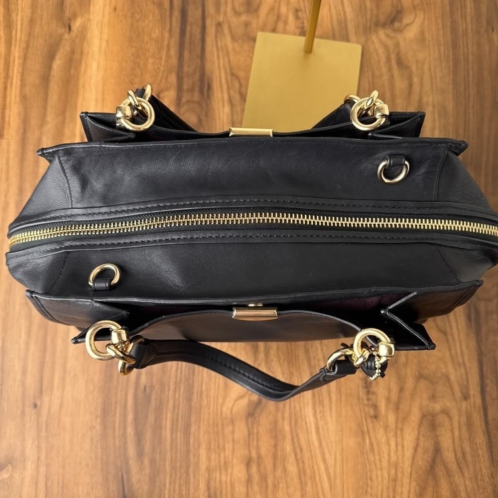 Coach Dreamer 36 Black Leather Shoulder Bag Satchel Gold Hardware - Picture 14 of 16
